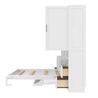 Whisen Modern Design Letto a scomparsa matrimoniale Murphy Bed a parete, ripiegabile in un armadio con guardaroba, cassetti e ripiani