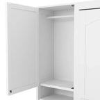 Whisen Modern Design Letto a scomparsa matrimoniale Murphy Bed a parete, ripiegabile in un armadio con guardaroba, cassetti e ripiani