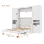 Whisen Modern Design Letto a scomparsa matrimoniale Murphy Bed a parete, ripiegabile in un armadio con guardaroba, cassetti e ripiani