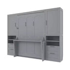 Whisen Modern Design Letto a scomparsa matrimoniale Murphy Bed a parete, ripiegabile in un armadio con guardaroba, cassetti e ripiani