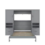 Whisen Modern Design Letto a scomparsa matrimoniale Murphy Bed a parete, ripiegabile in un armadio con guardaroba, cassetti e ripiani