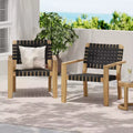Christopher Knight Home Annette Patio Rustic Woven Rope Acacia Wood Accent Chair (Set of 2)