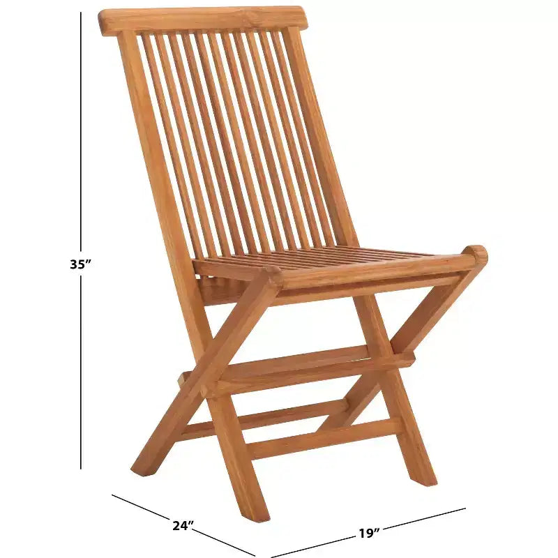 Holly Solid Teak Folding Chair Indoor/Outdoor (Set of 2) - PAT6503 - Natural - Safavieh