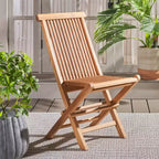 Holly Solid Teak Folding Chair Indoor/Outdoor (Set of 2) - PAT6503 - Natural - Safavieh