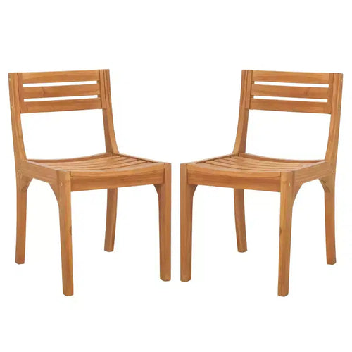 Anna Solid Teak Chair Indoor/Outdoor (Set of 2) - PAT6502 - Natural - Safavieh