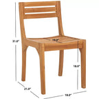 Anna Solid Teak Chair Indoor/Outdoor (Set of 2) - PAT6502 - Natural - Safavieh