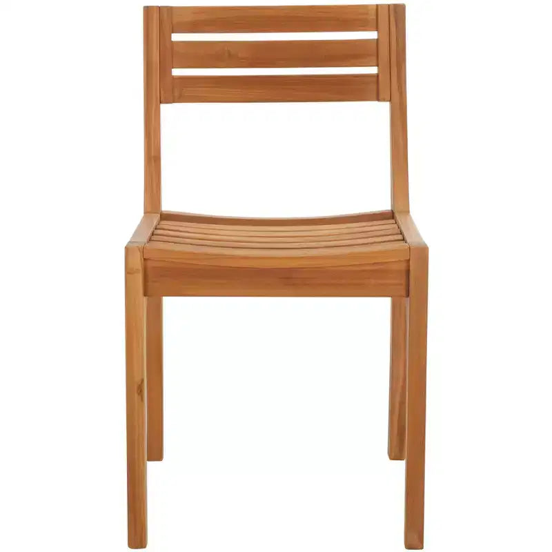 Anna Solid Teak Chair Indoor/Outdoor (Set of 2) - PAT6502 - Natural - Safavieh