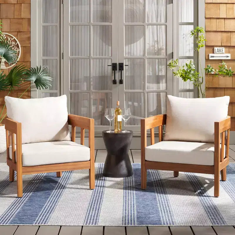 Sedia da giardino Owen per interni/esterni (Set di 2) - PAT7085 - Naturale/Tortora - Safavieh