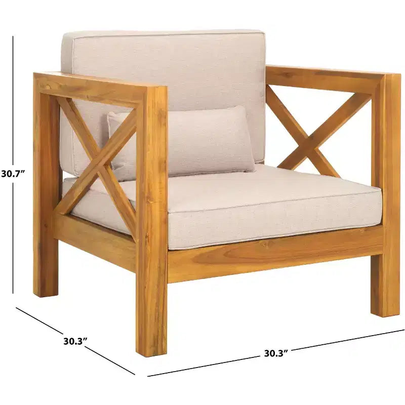 Crewe Chair W/ Cushions Indoor/Outdoor - PAT7323 - Natural/Light Grey - Safavieh