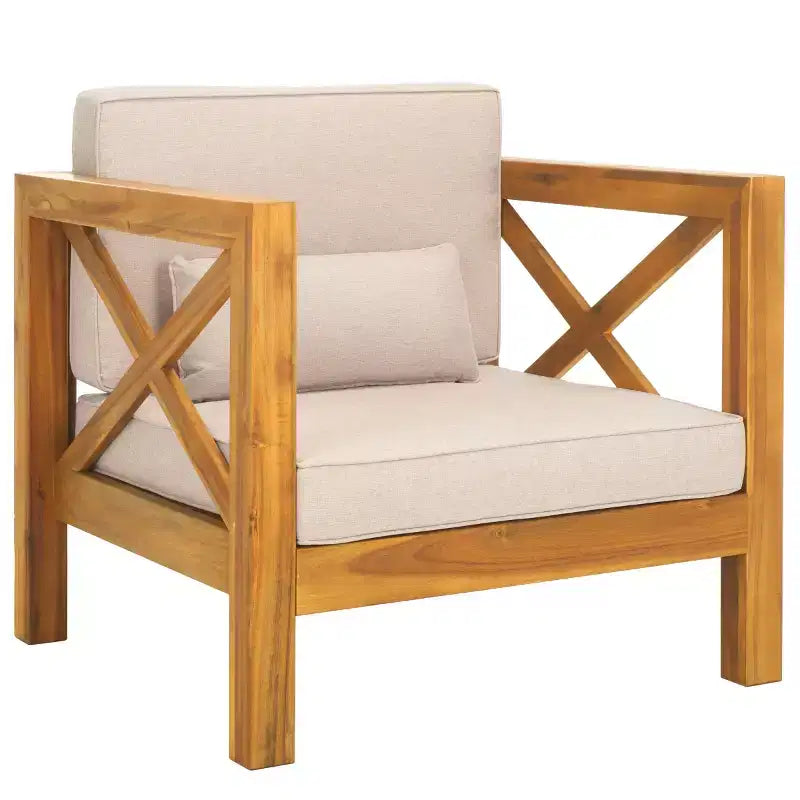 Crewe Chair W/ Cushions Indoor/Outdoor - PAT7323 - Natural/Light Grey - Safavieh