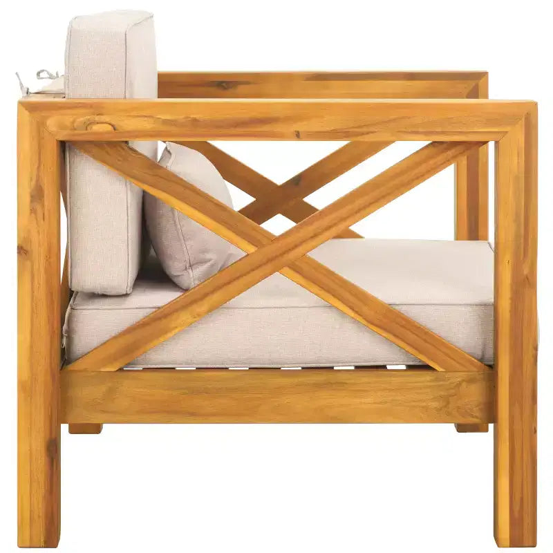 Crewe Chair W/ Cushions Indoor/Outdoor - PAT7323 - Natural/Light Grey - Safavieh