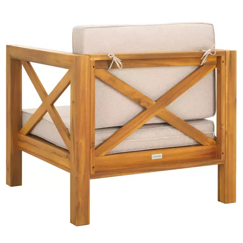 Crewe Chair W/ Cushions Indoor/Outdoor - PAT7323 - Natural/Light Grey - Safavieh