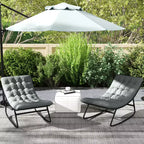 Outsunny Set 2 Poltrone a Dondolo da Esterno con Cuscini Spessi, Sedie a Dondolo con Sedute Profonde in Rete, Telaio in Acciaio per Interni, Veranda, Grigio Scuro