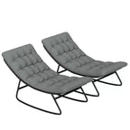 Outsunny Set 2 Poltrone a Dondolo da Esterno con Cuscini Spessi, Sedie a Dondolo con Sedute Profonde in Rete, Telaio in Acciaio per Interni, Veranda, Grigio Scuro