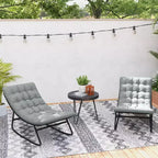 Outsunny Set 2 Poltrone a Dondolo da Esterno con Cuscini Spessi, Sedie a Dondolo con Sedute Profonde in Rete, Telaio in Acciaio per Interni, Veranda, Grigio Scuro
