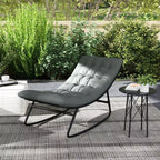 Outsunny Set 2 Poltrone a Dondolo da Esterno con Cuscini Spessi, Sedie a Dondolo con Sedute Profonde in Rete, Telaio in Acciaio per Interni, Veranda, Grigio Scuro