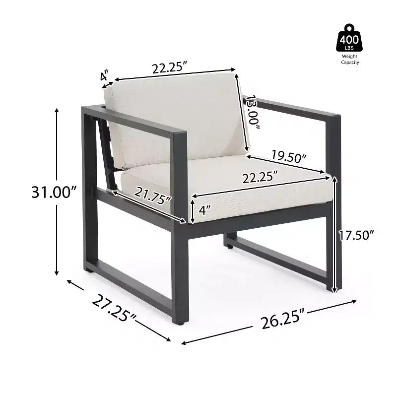 Christopher Knight Home Navan Outdoor Aluminum Club Chair with Cushions