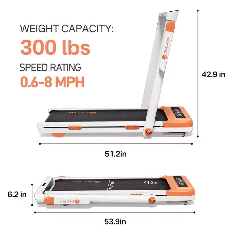 Tapis Roulant Pieghevole DeerRun Z10 Pro Smart 0.6-3.8 MPH 2 in 1 con Inclinazione Automatica del 12%