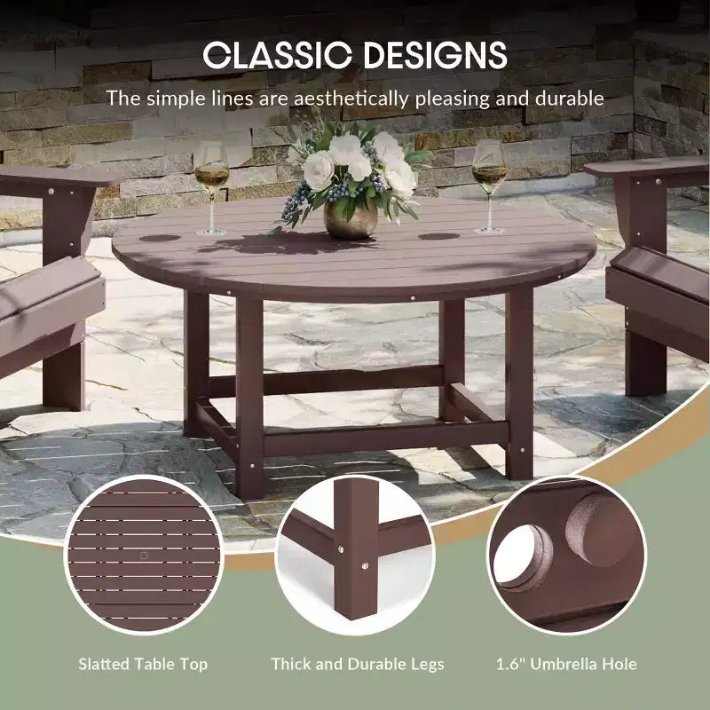 WestinTrends Dylan Set da conversazione da 5 pezzi per patio da esterno con sedia Adirondack in HDPE e tavolino da caffè rotondo