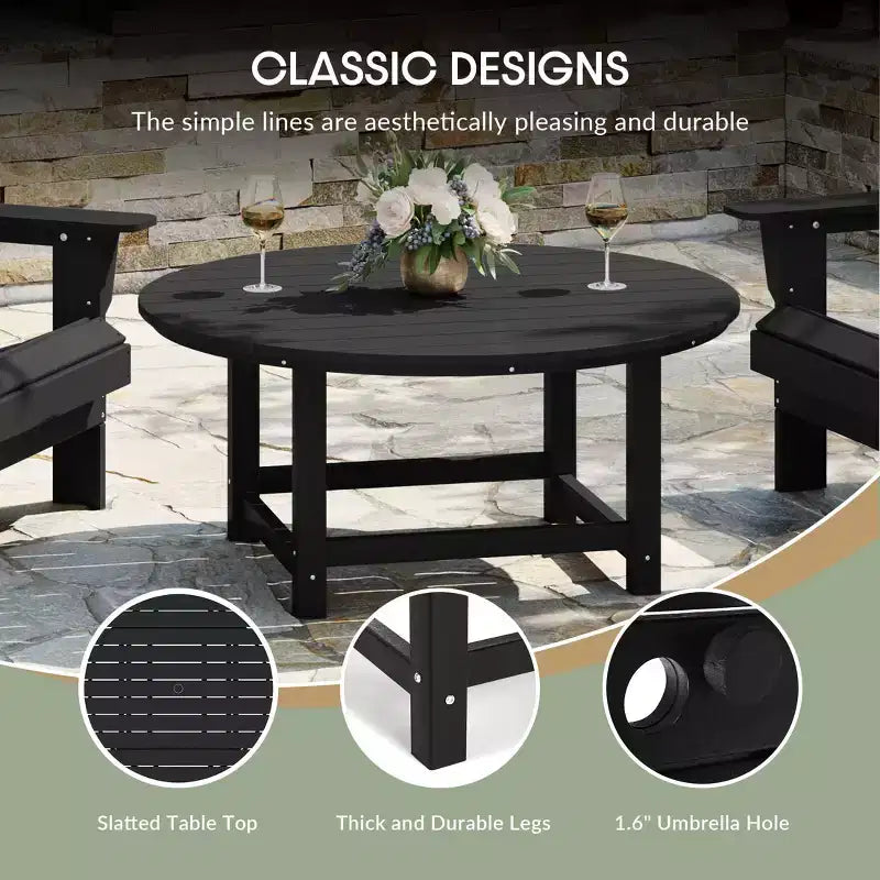 WestinTrends Dylan Set da conversazione da 5 pezzi per patio da esterno con sedia Adirondack in HDPE e tavolino da caffè rotondo