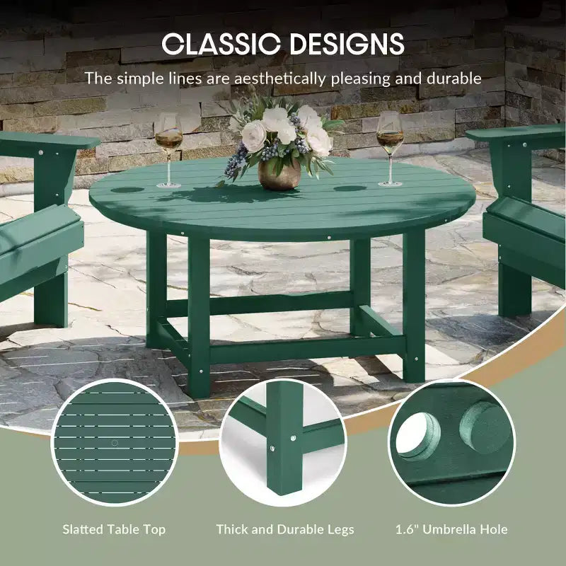 WestinTrends Malibu Set da conversazione da esterno pieghevole a 5 pezzi in HDPE con sedia Adirondack