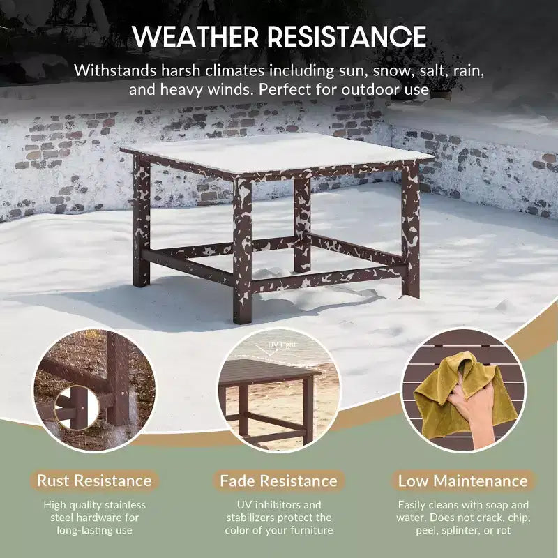 WestinTrends Malibu Set Conversazione da Esterno da 5 Pezzi con Tavolo Quadrato e Sedie Adirondack in HDPE
