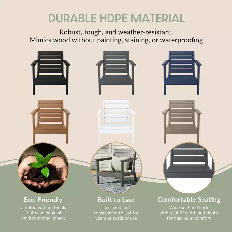 WestinTrends Avalon Outdoor Patio HDPE Deep Seating Armchair (Set of 2)