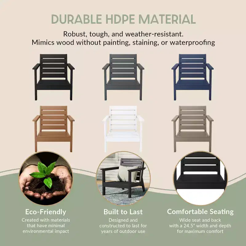 WestinTrends Avalon Outdoor Patio HDPE Deep Seating Armchair (Set of 2)