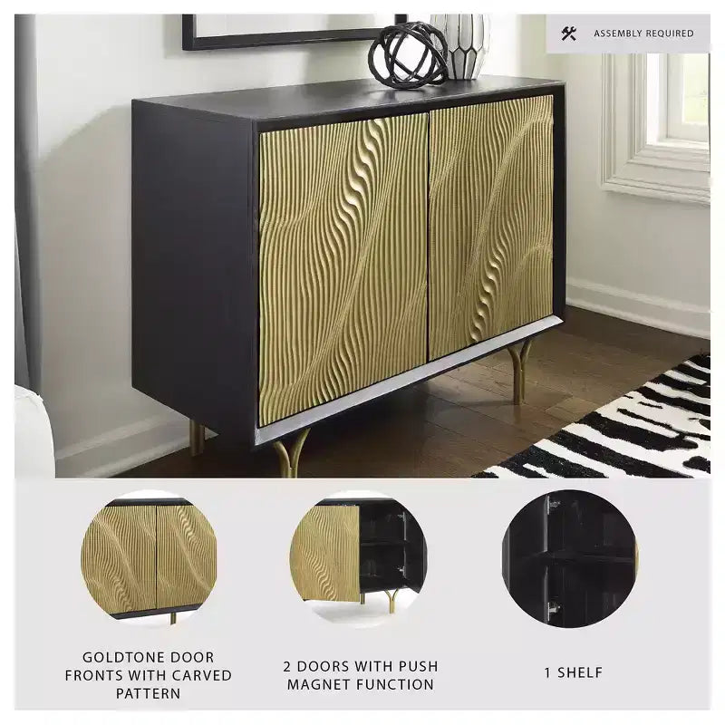Mobile contenitore "Tayner Accent" di Signature Design by Ashley, con ante rifinite in oro e cornice nera