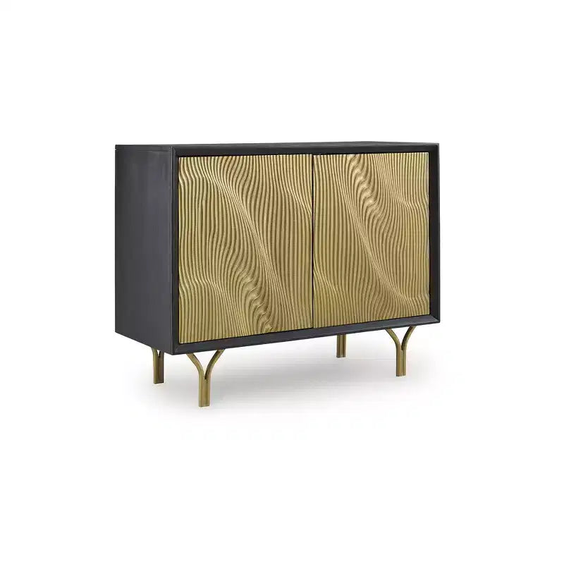 Mobile contenitore "Tayner Accent" di Signature Design by Ashley, con ante rifinite in oro e cornice nera