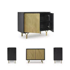Mobile contenitore "Tayner Accent" di Signature Design by Ashley, con ante rifinite in oro e cornice nera