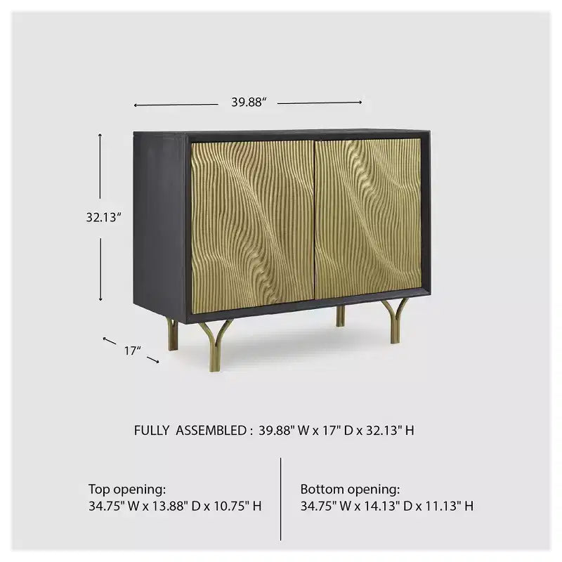 Mobile contenitore "Tayner Accent" di Signature Design by Ashley, con ante rifinite in oro e cornice nera