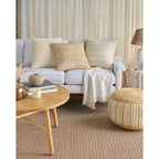 Mina Victory Lifestyle Jute Braids Cotton 20 x 20 x 12 Ivory Indoor Pouf