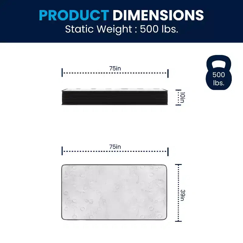 Flash Furniture Materasso Ibrido Dream con Gel Rinfrescante, Schiuma CertiPUR-US e Molle Insacchettate, Altezza 25 cm, in Scatola