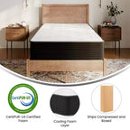 Flash Furniture Materasso Ibrido Dream con Gel Rinfrescante, Schiuma CertiPUR-US e Molle Insacchettate, Altezza 25 cm, in Scatola