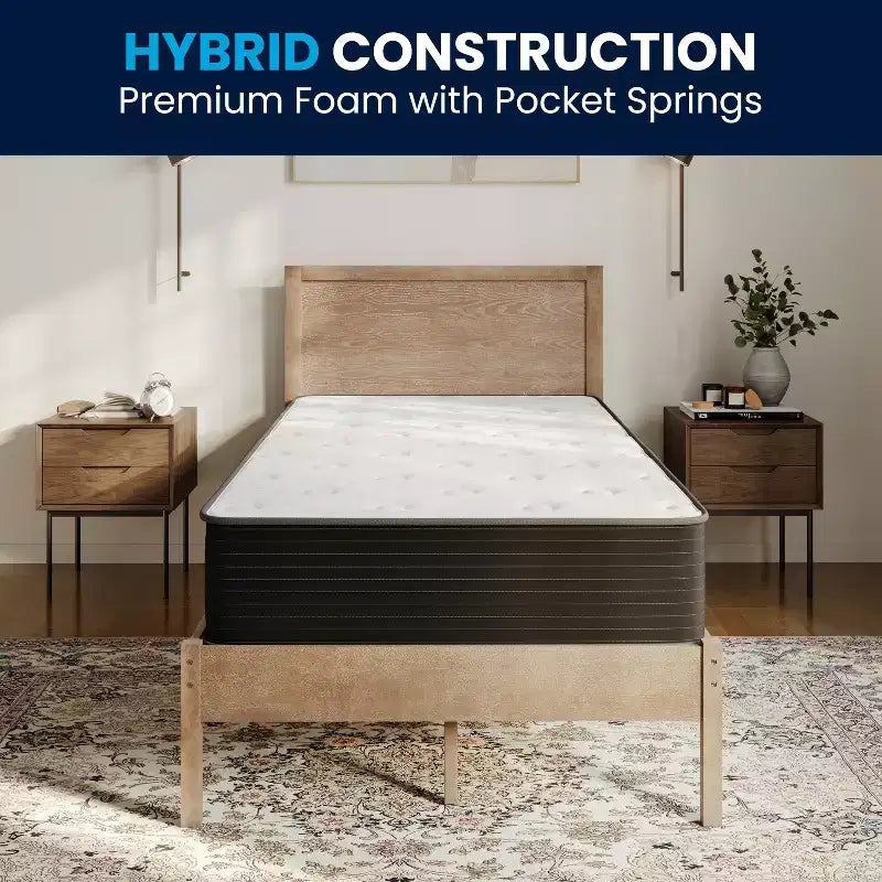 Flash Furniture Materasso Ibrido Dream con Gel Rinfrescante, Schiuma CertiPUR-US e Molle Insacchettate, Altezza 25 cm, in Scatola