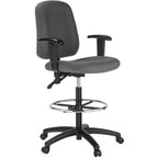 Harwick Contoured Dual Function Drafting Stool With Arms - Gray Fabric