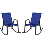 Costway 2/4 PCS Patio Rocking Chair Heavy-Duty Metal Rocker Outdoor Anti-Slip Navy