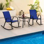 Costway 2/4 PCS Patio Rocking Chair Heavy-Duty Metal Rocker Outdoor Anti-Slip Navy