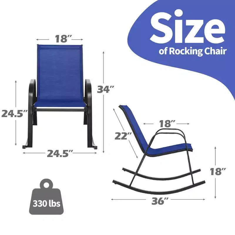 Costway 2/4 PCS Patio Rocking Chair Heavy-Duty Metal Rocker Outdoor Anti-Slip Navy