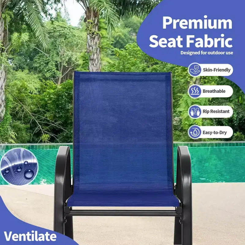 Costway 2/4 PCS Patio Rocking Chair Heavy-Duty Metal Rocker Outdoor Anti-Slip Navy