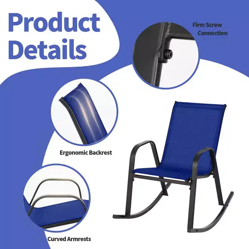 Costway 2/4 PCS Patio Rocking Chair Heavy-Duty Metal Rocker Outdoor Anti-Slip Navy