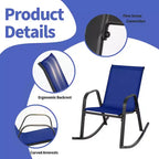 Costway 2/4 PCS Patio Rocking Chair Heavy-Duty Metal Rocker Outdoor Anti-Slip Navy