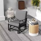 Costway 2 Poltrone a Dondolo da Esterno con Cuscino, Telaio in Metallo Resistente, Scorrevoli, Colore Nero/Grigio/Blu Scuro