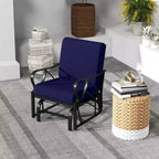 Costway 2 Poltrone a Dondolo da Esterno con Cuscino, Telaio in Metallo Resistente, Scorrevoli, Colore Nero/Grigio/Blu Scuro