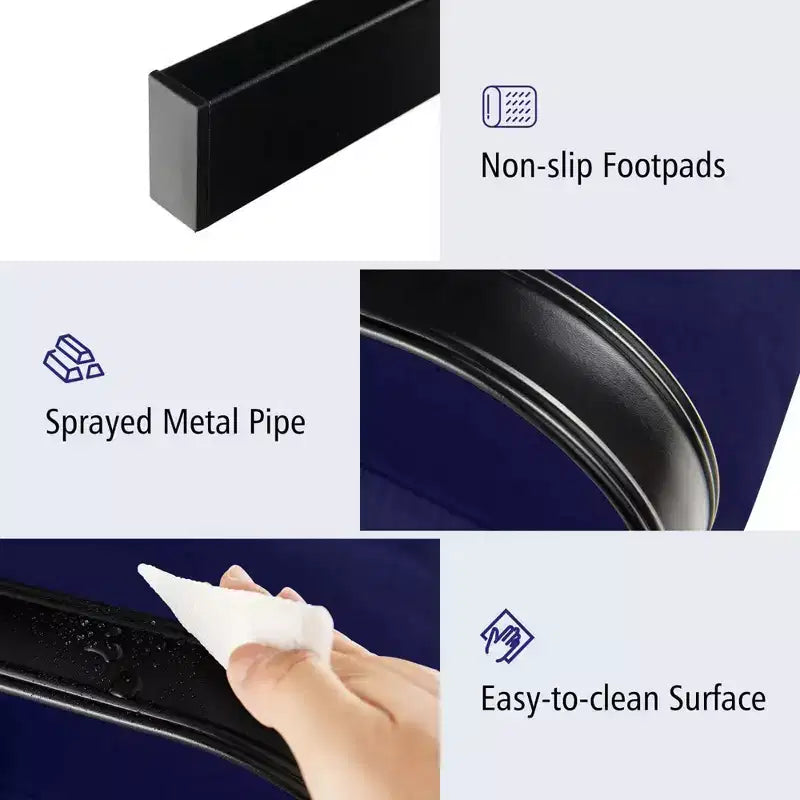 Costway 2 Poltrone a Dondolo da Esterno con Cuscino, Telaio in Metallo Resistente, Scorrevoli, Colore Nero/Grigio/Blu Scuro
