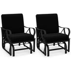 Costway 2 PCS Patio Rocking Chair with Cushion Heavy-Duty Metal Frame Smooth Glider Outdoor Black/Gray/Navy