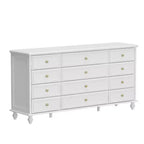 Hitow 12 Drawer Horizontal Dresser Gold Metal Pulls Chest of Drawers