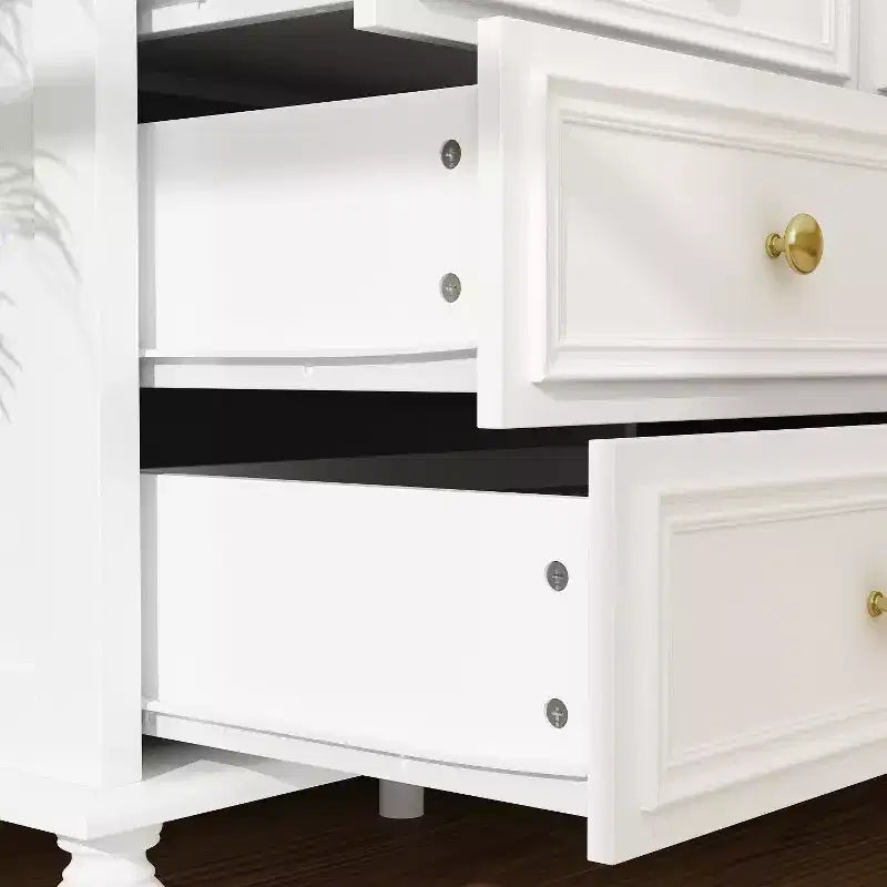 Hitow 12 Drawer Horizontal Dresser Gold Metal Pulls Chest of Drawers