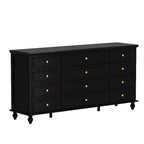 Hitow 12 Drawer Horizontal Dresser Gold Metal Pulls Chest of Drawers